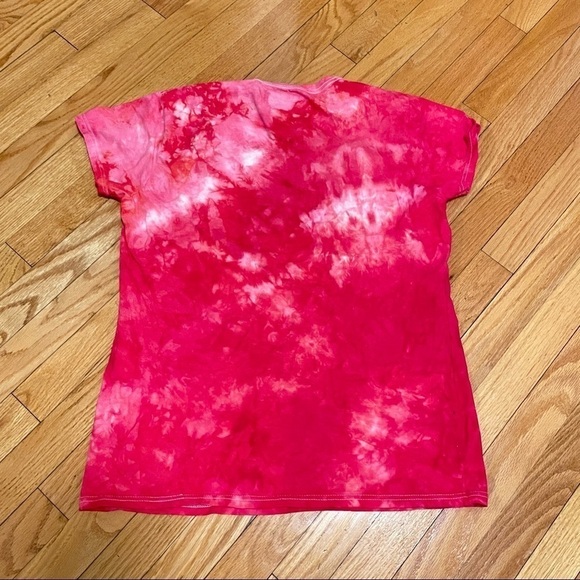 Tie dye tee tshirt ladies fitted Large pink and red galaxy effect L - Picture 6 of 6